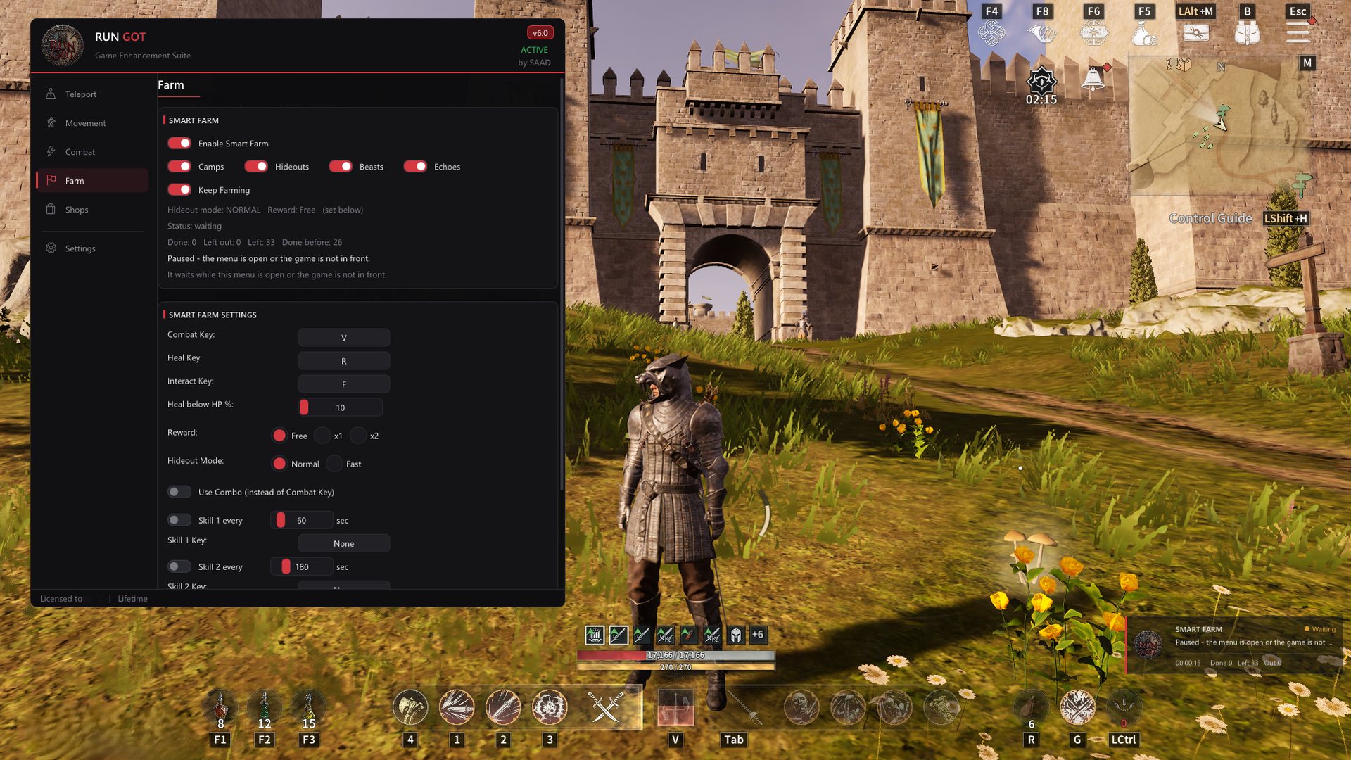 The Farm page of the menu